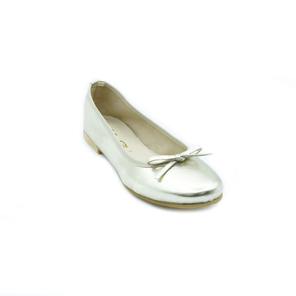 Lea Gu ballerina in nappa laminata, fiocco frontale, tacco 10mm I Più Venduti