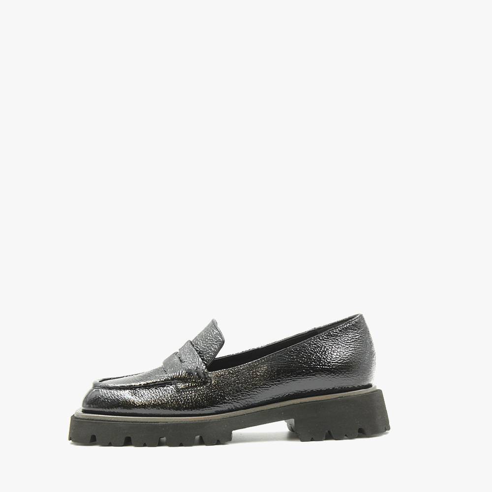 Laura Bellariva Mocassino nero in pelle lucida Vendita Calda