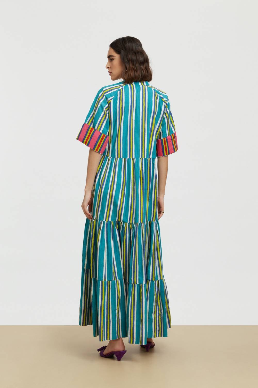 Lisa Corti abito rambagh crazy stripes peacock Pezzi Unici