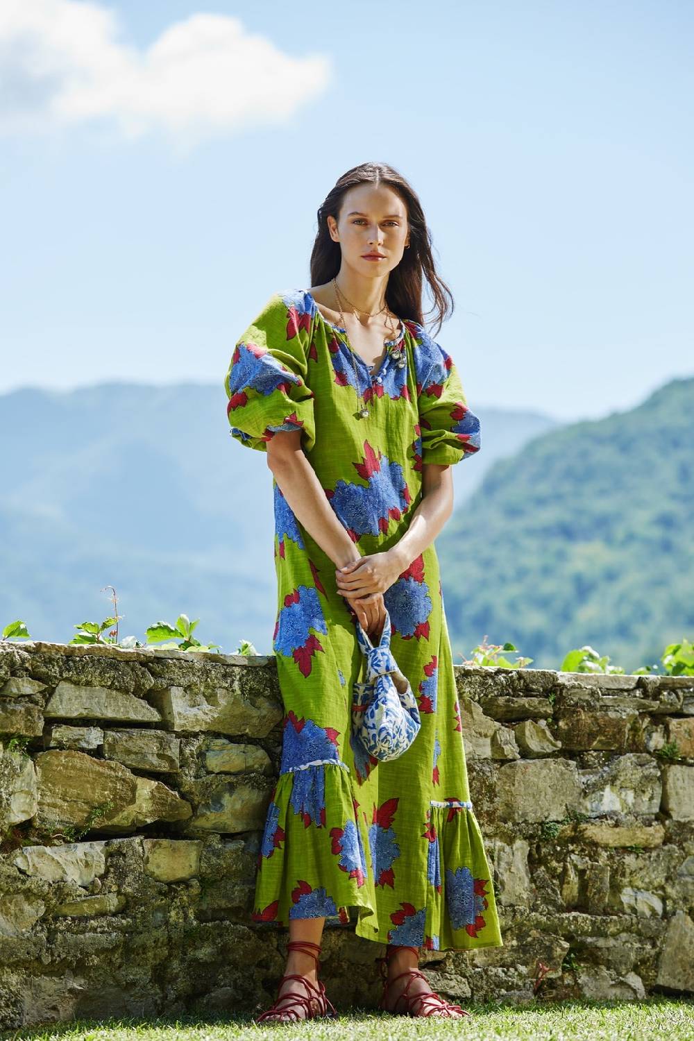 Lisa Corti abito mandili abhanery peony acid green Consegna Veloce