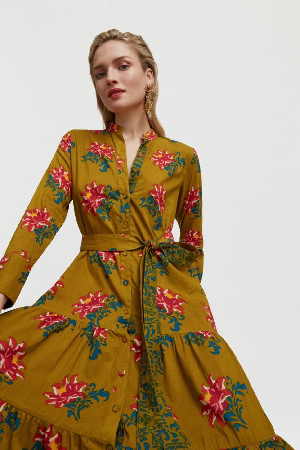 Lisa Corti abito tulsi tangeri rose olive green Fino Al -60%