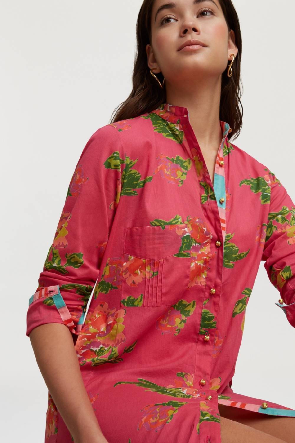 Lisa Corti kurta lunga aperta azhar flower fuxia Prezzo Ridotto