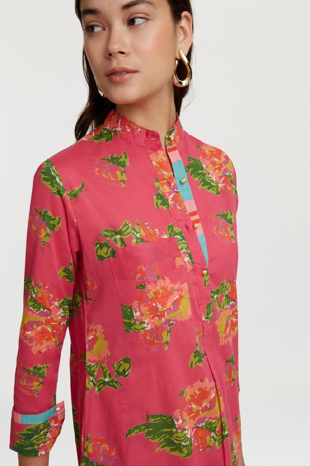 Lisa Corti kurta lunga azhar flower fuxia Presa