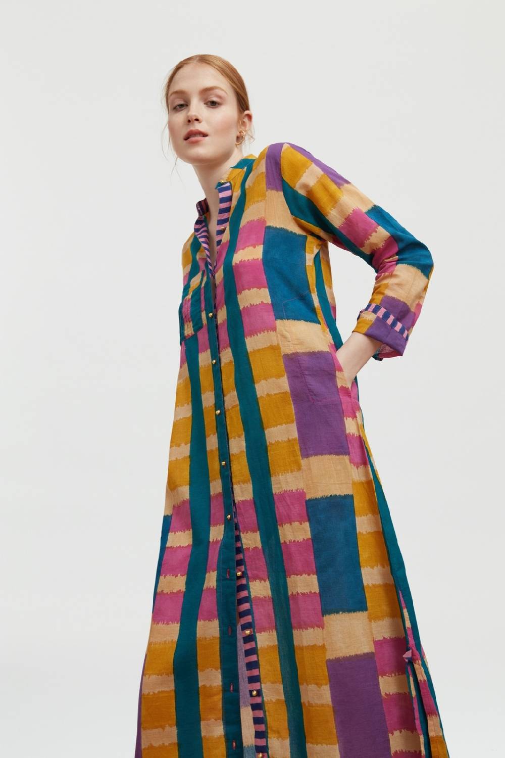 Lisa Corti kurta lunga aperta ankara mustard Sconto
