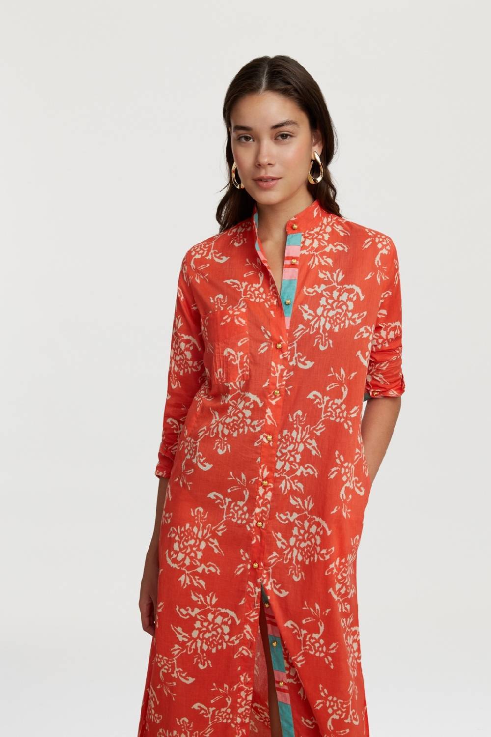 Lisa Corti kurta lunga aperta kandem design coral Offerta