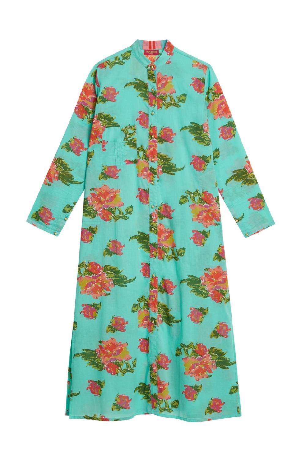 Lisa Corti kurta lunga aperta azhar flower aqua In Vendita