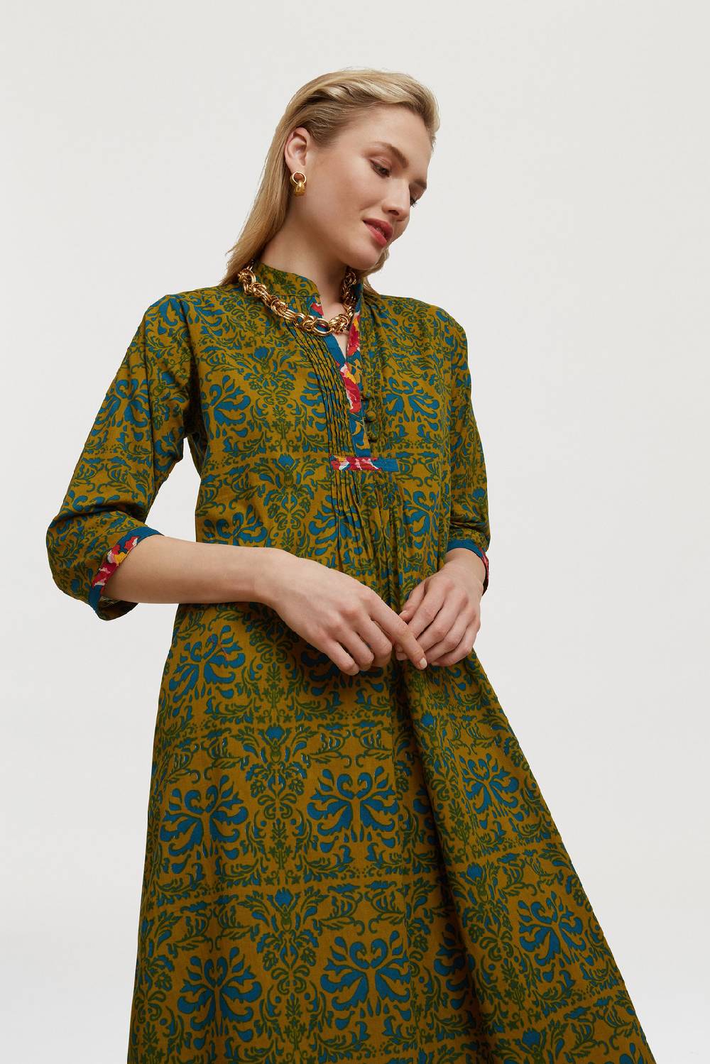 Lisa Corti caftano mirte tangeri damask olive green Hotsell