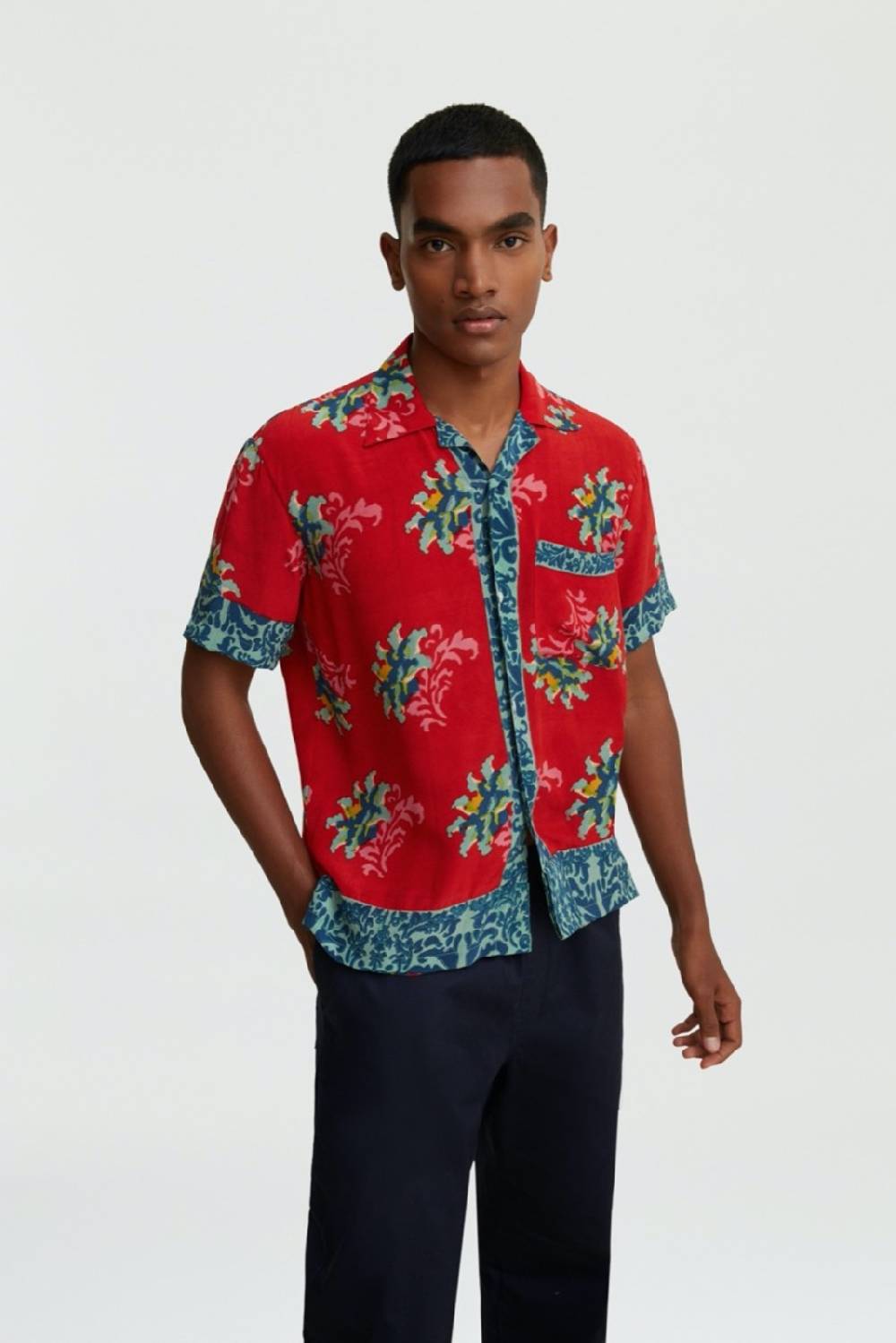 Lisa Corti camicia foulard tangeri flower coral In Saldo