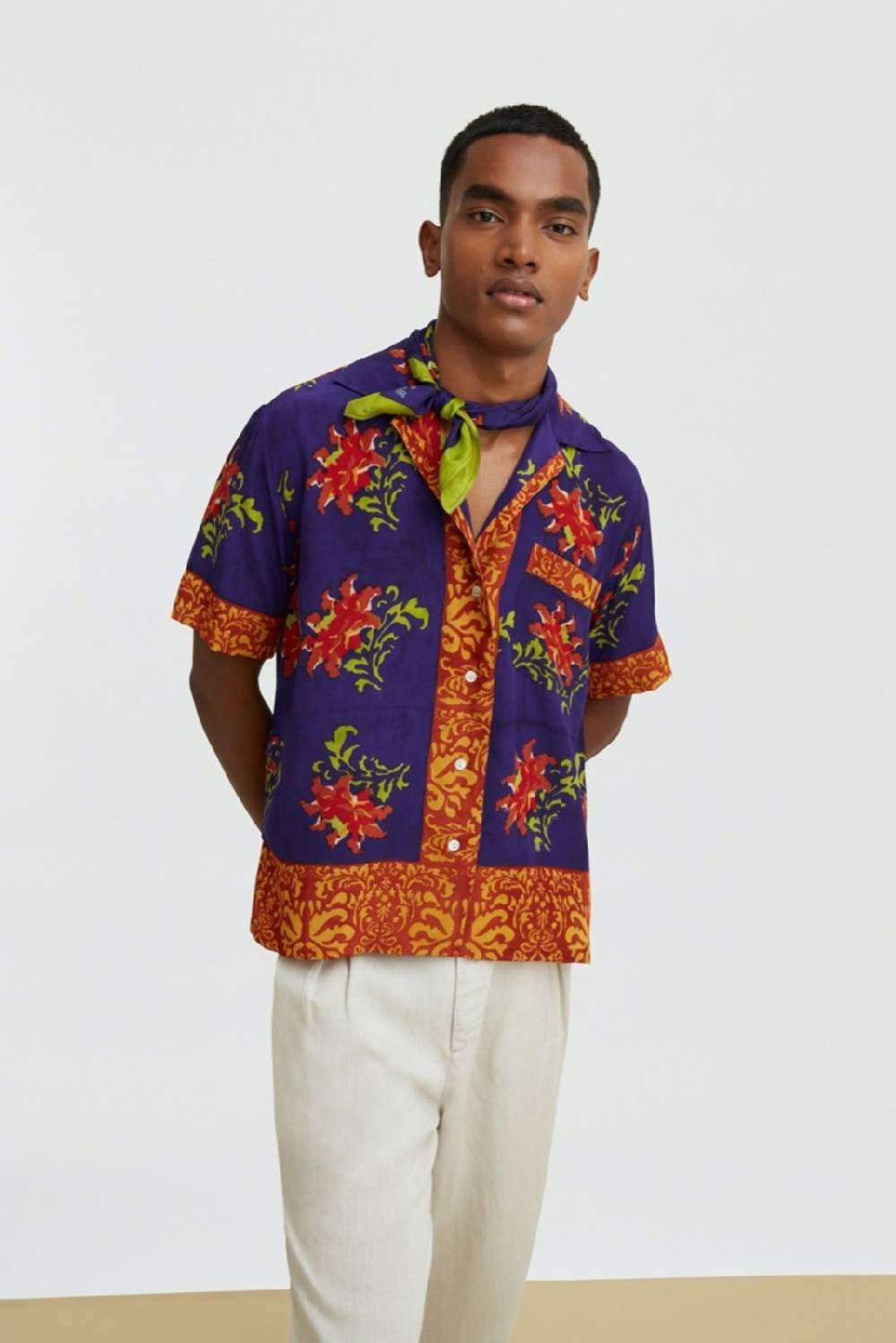 Lisa Corti camicia foulard tangeri flower purple Nuova