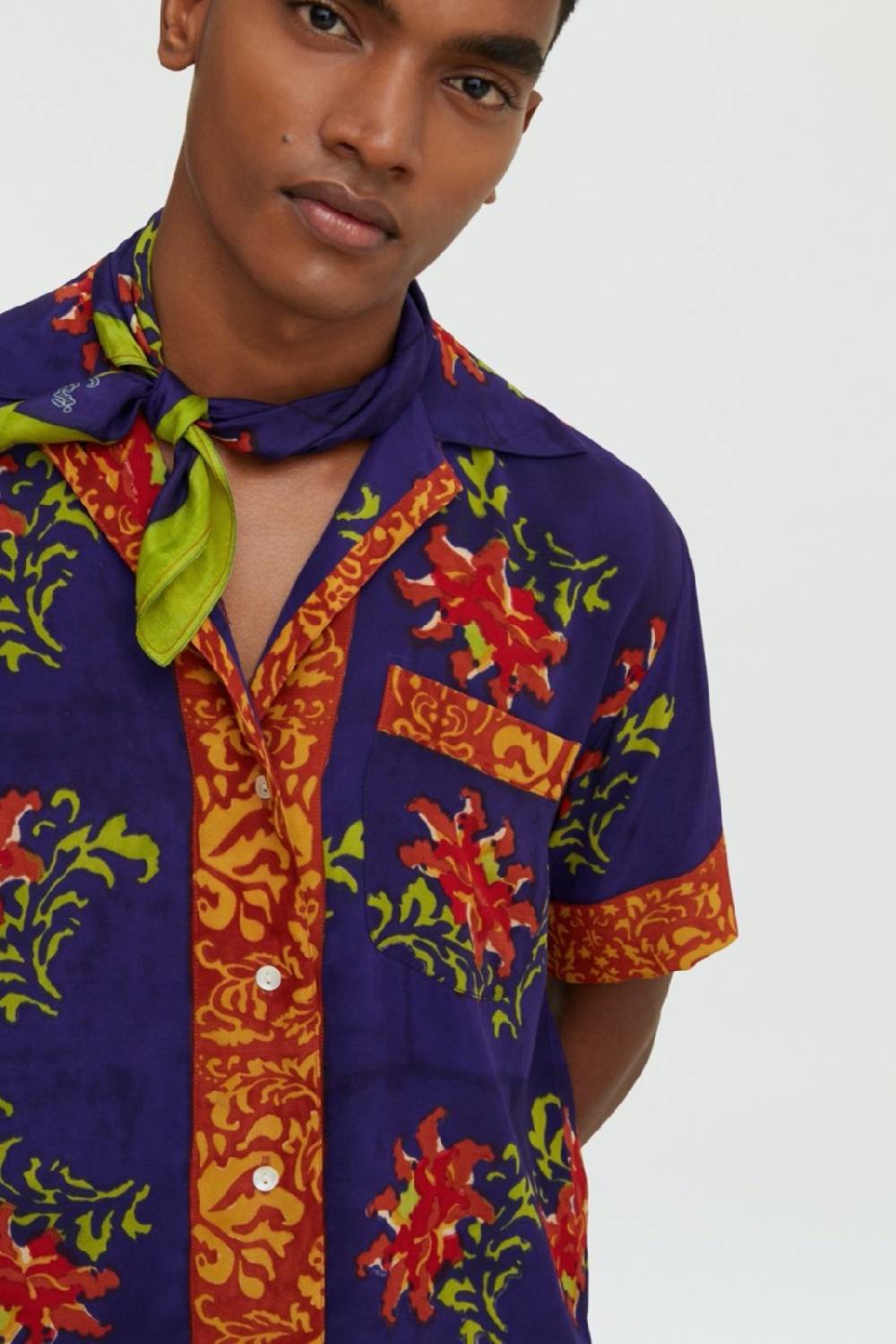 Lisa Corti camicia foulard tangeri flower purple Nuova