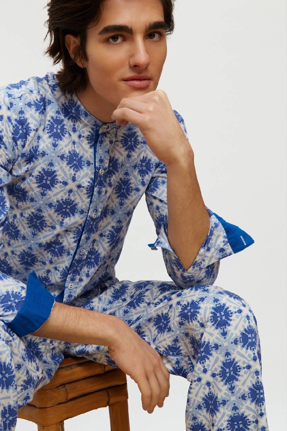 Lisa Corti camicia santorini morocco design blue Offerta Giorno del Papà