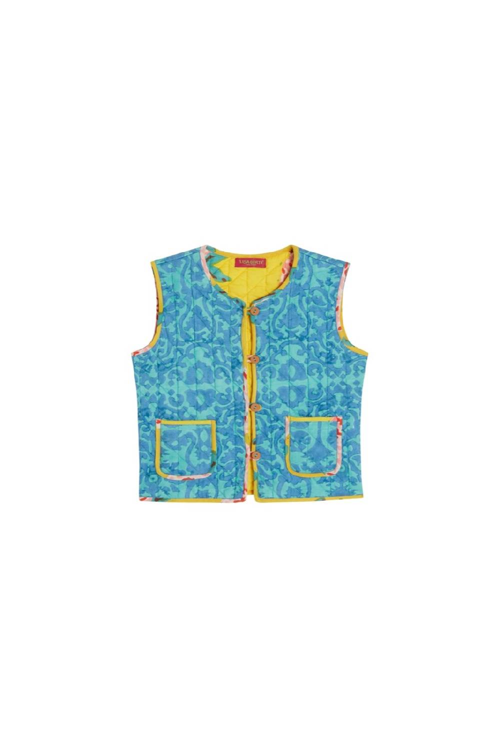 Lisa Corti gilet bambino damask design blue Offerta migliore