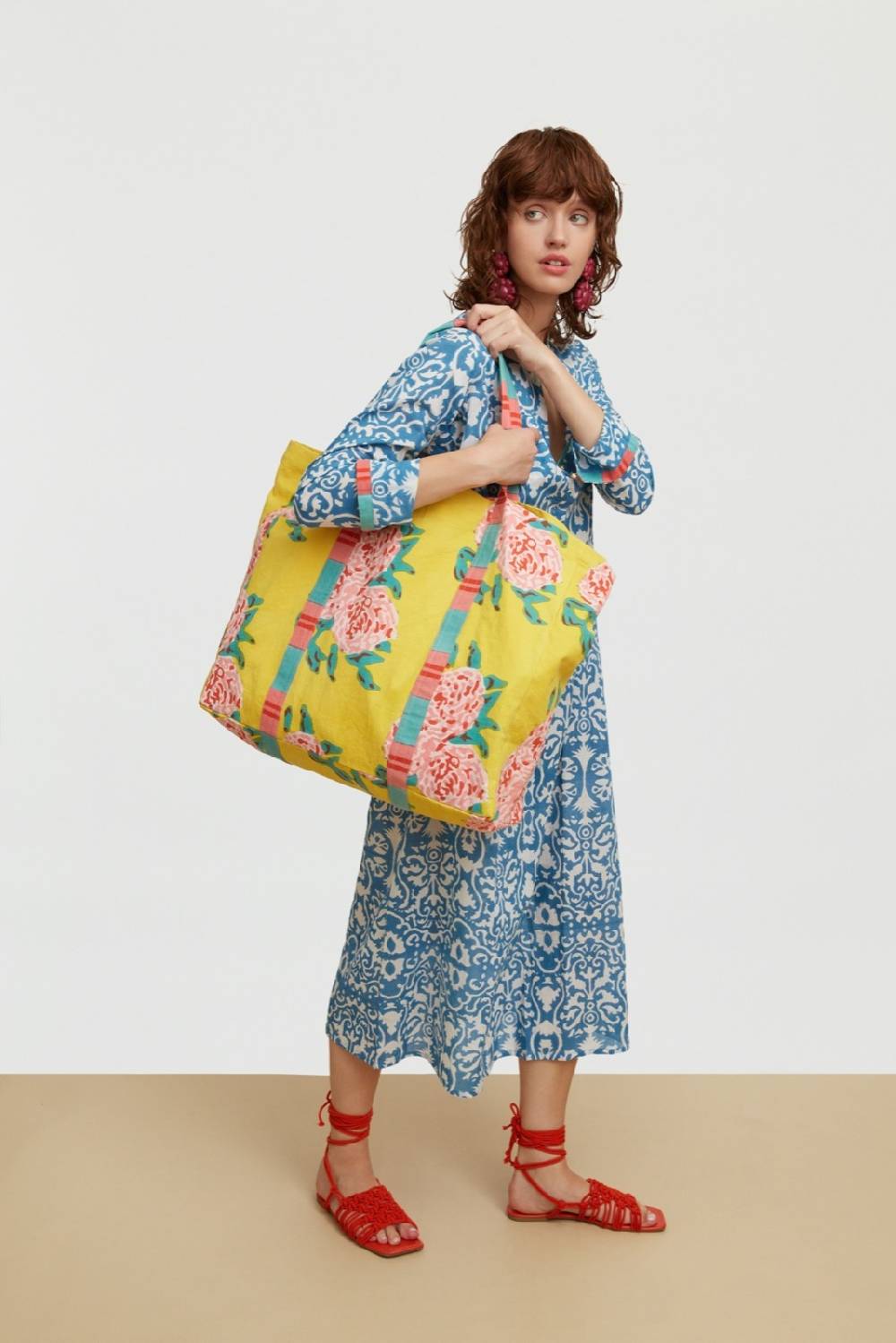 Lisa Corti kurta lunga damask design white blue Fino al 60% di sconto