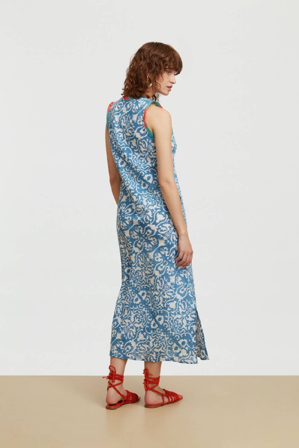 Lisa Corti abito cheack damask design white blue Only for today