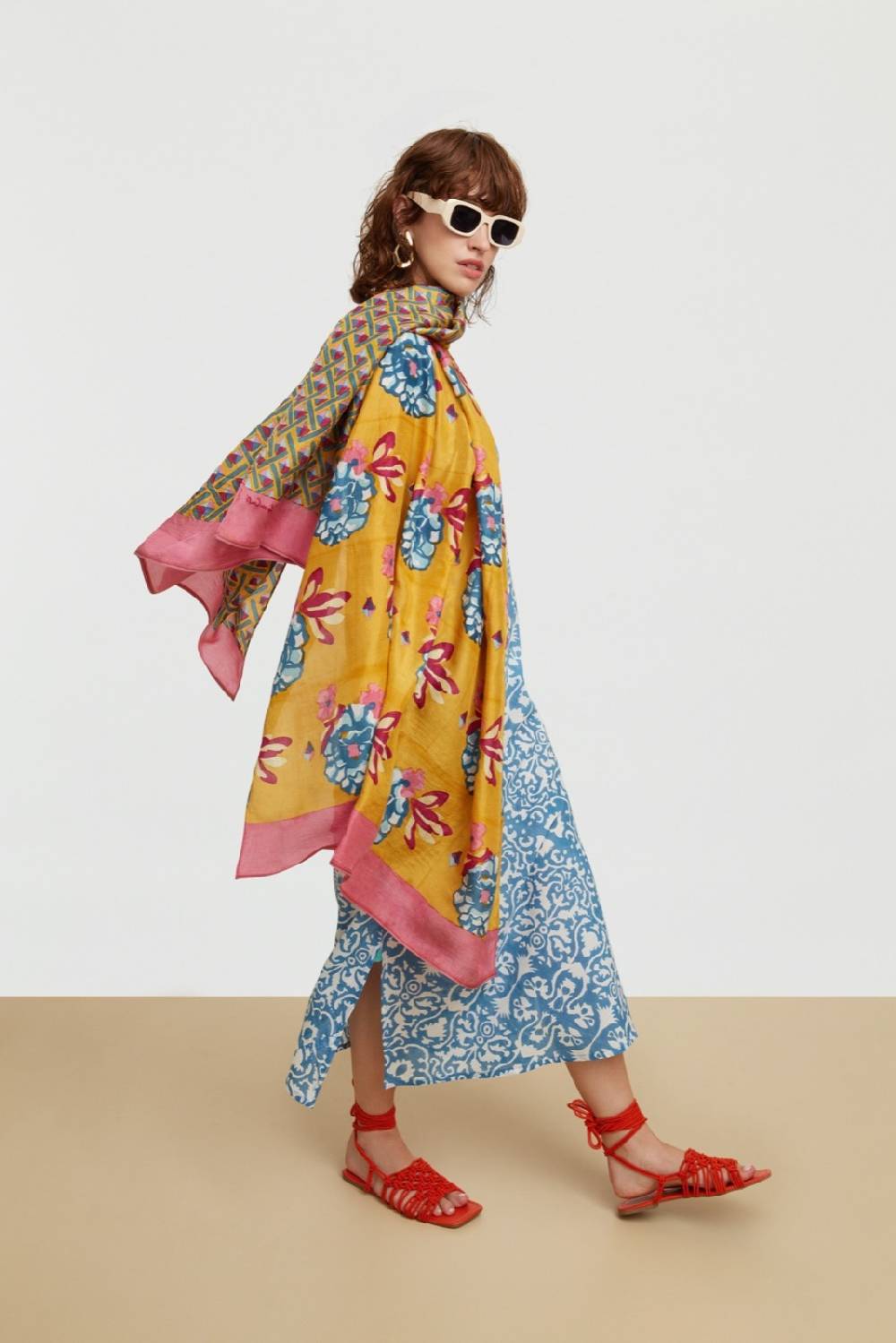 Lisa Corti abito cheack damask design white blue Only for today