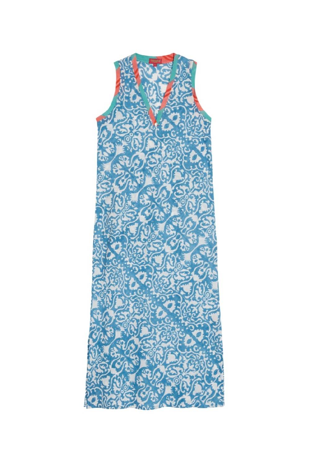 Lisa Corti abito cheack damask design white blue Only for today