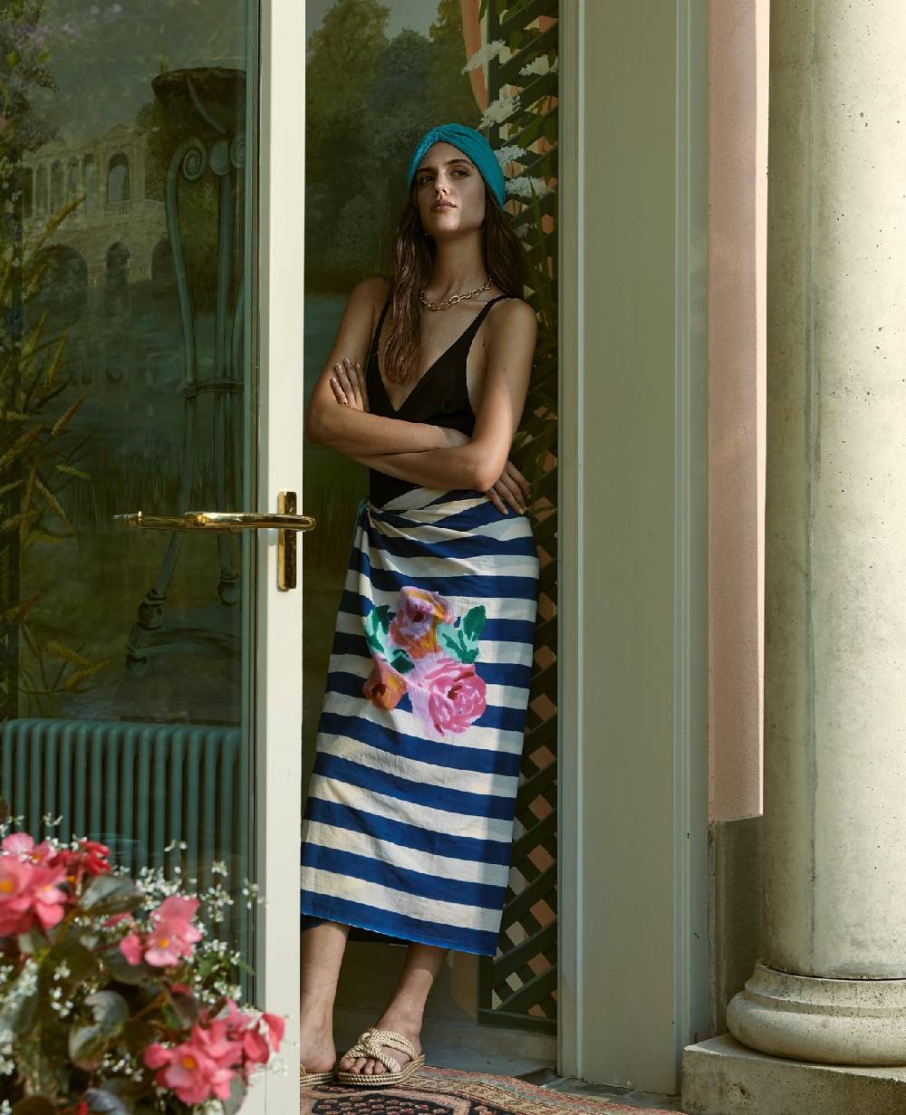 Lisa Corti pareo nizam stripes blue natural Offerta speciale della fabbrica