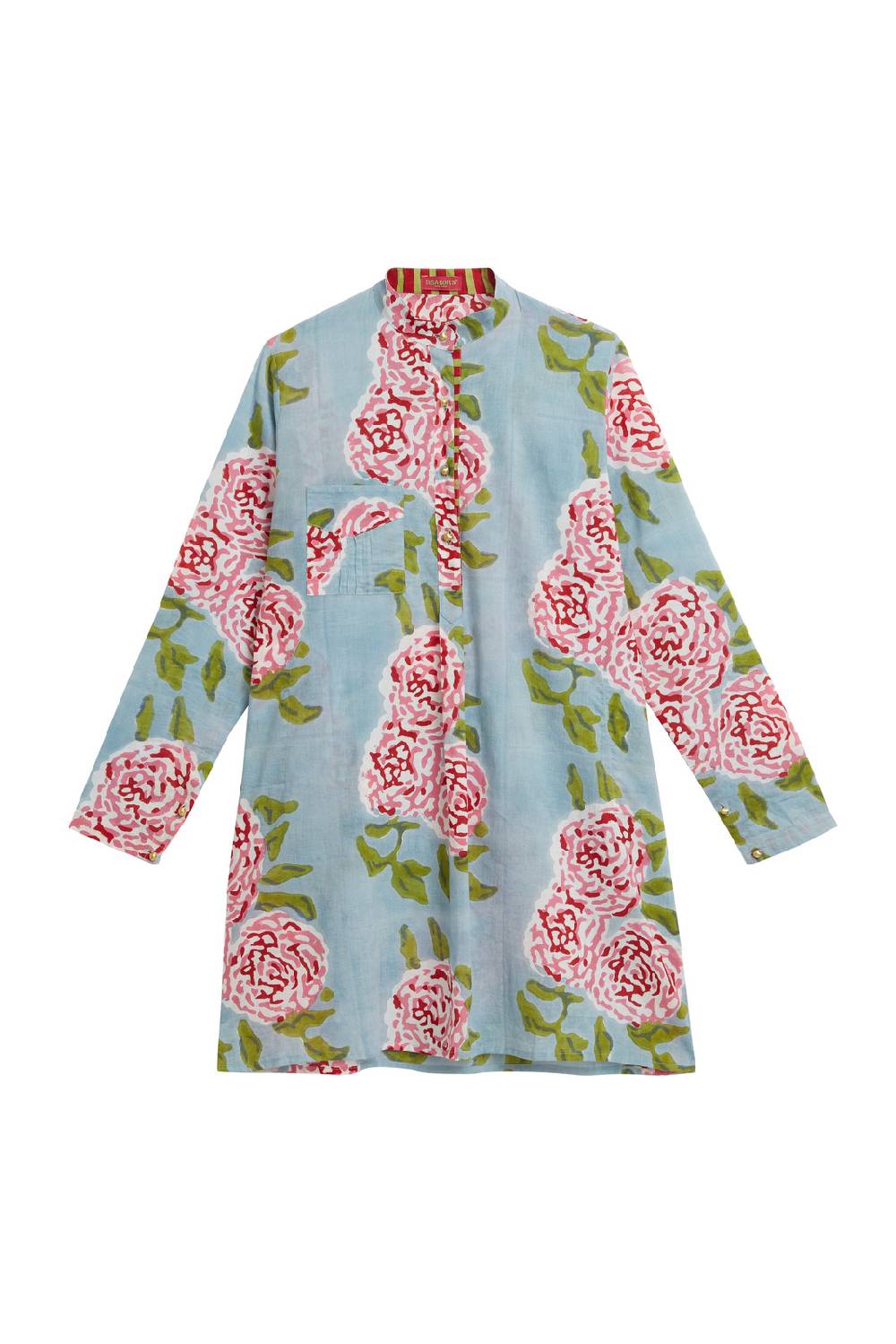 Lisa Corti kurta corta leopard flower sky light blue Sostegno trimestrale