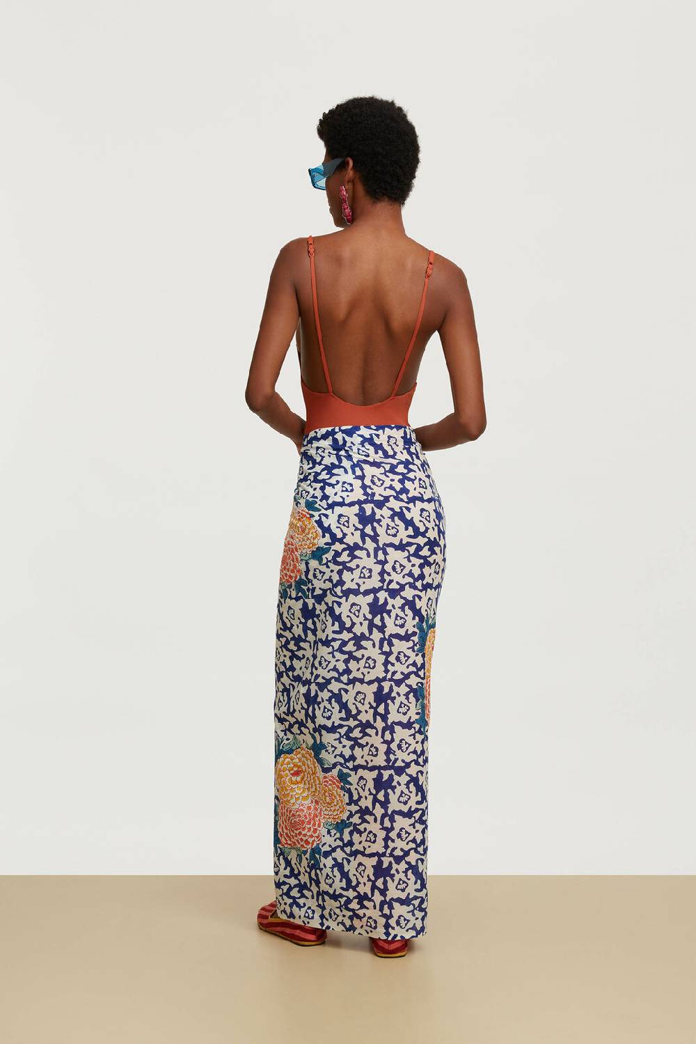 Lisa Corti pareo arabesque corolla blue natural Fino al 55% di sconto