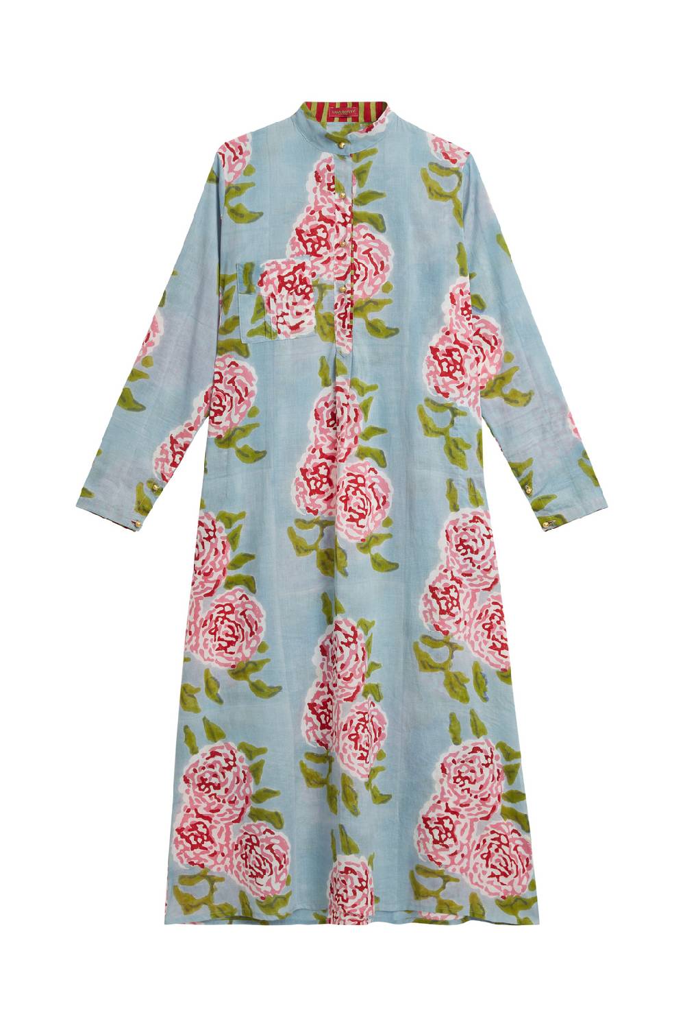 Lisa Corti kurta lunga leopard flower sky light blue Discount Store per i nuovi prodotti