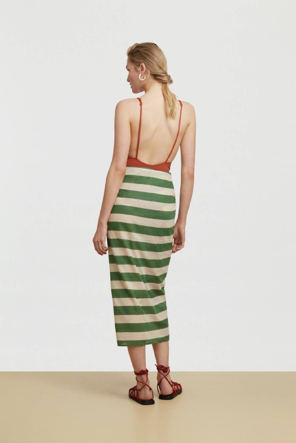 Lisa Corti pareo nizam stripes green natural Esporta salva