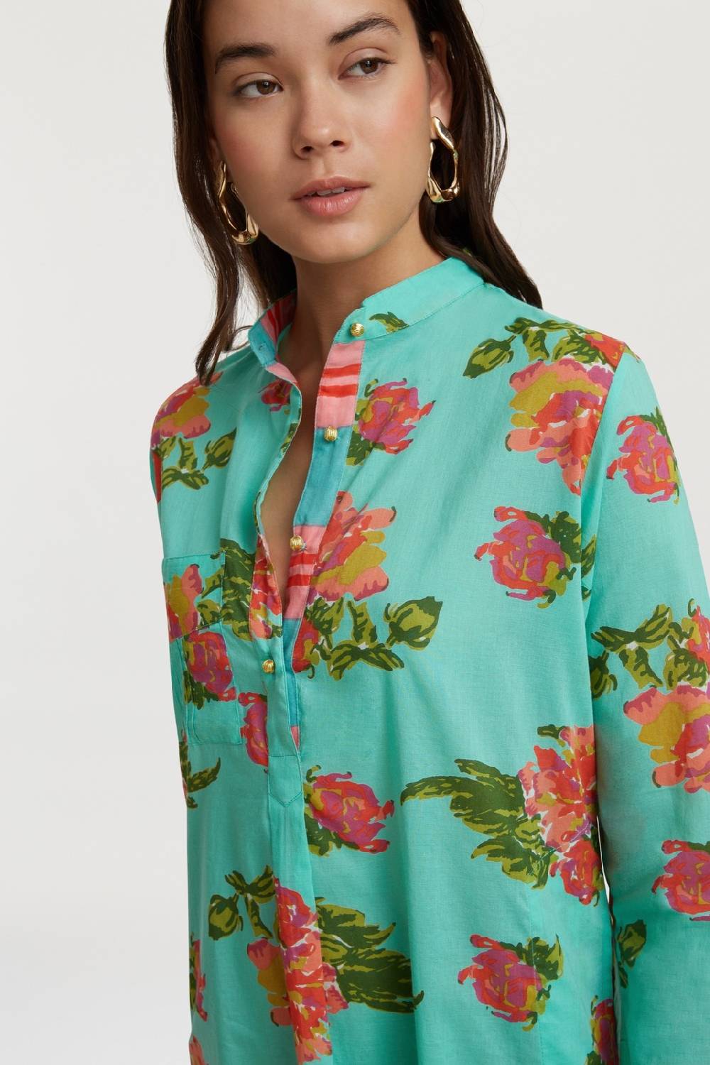 Lisa Corti kurta corta azhar flower aqua Black Friday Prezzi