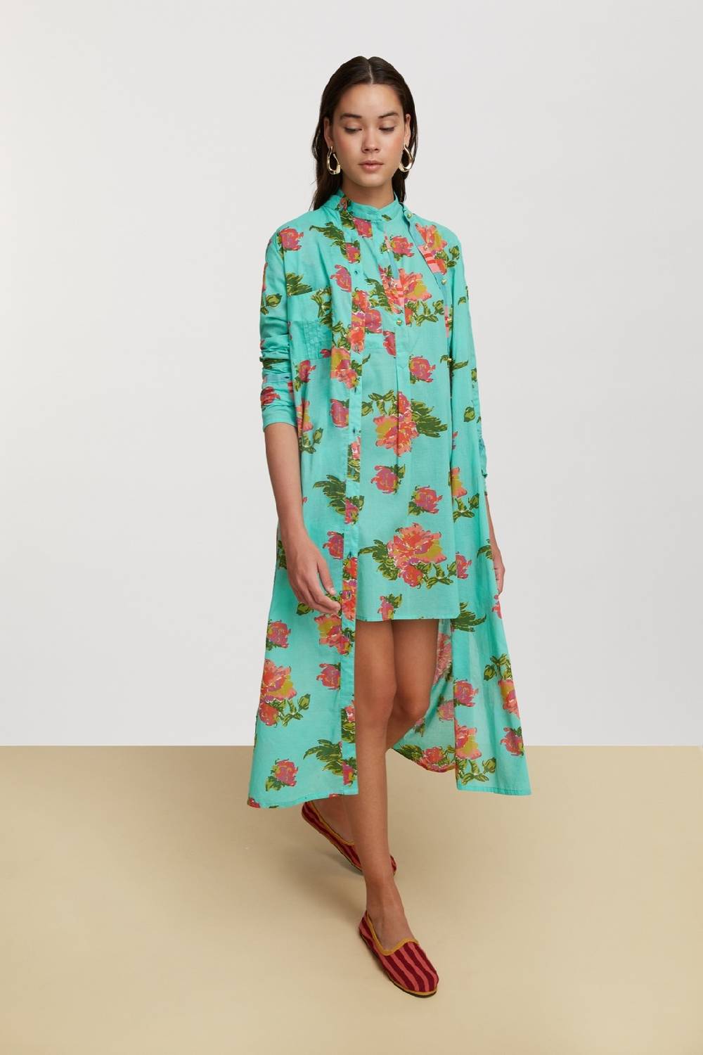 Lisa Corti kurta corta azhar flower aqua Black Friday Prezzi