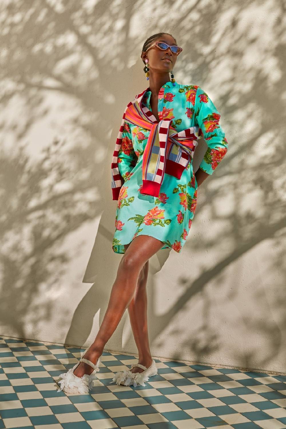 Lisa Corti kurta corta azhar flower aqua Black Friday Prezzi