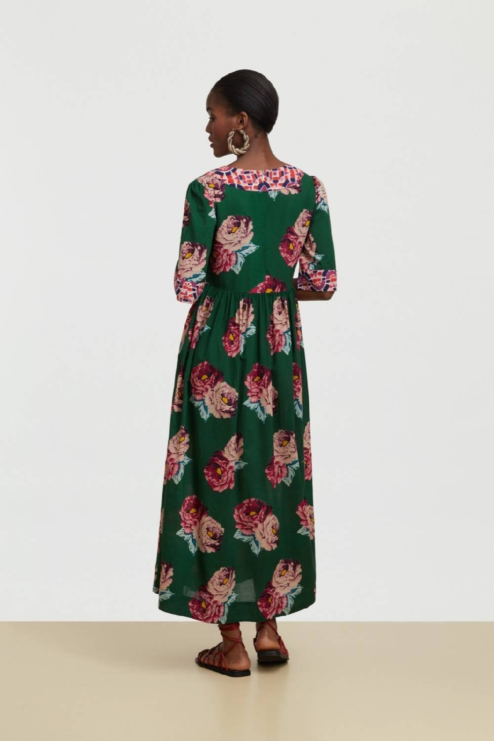 Lisa Corti abito gypsy folk rose green Italy