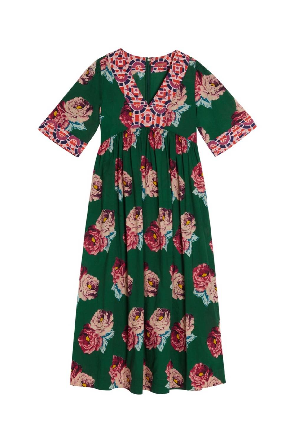 Lisa Corti abito gypsy folk rose green Italy