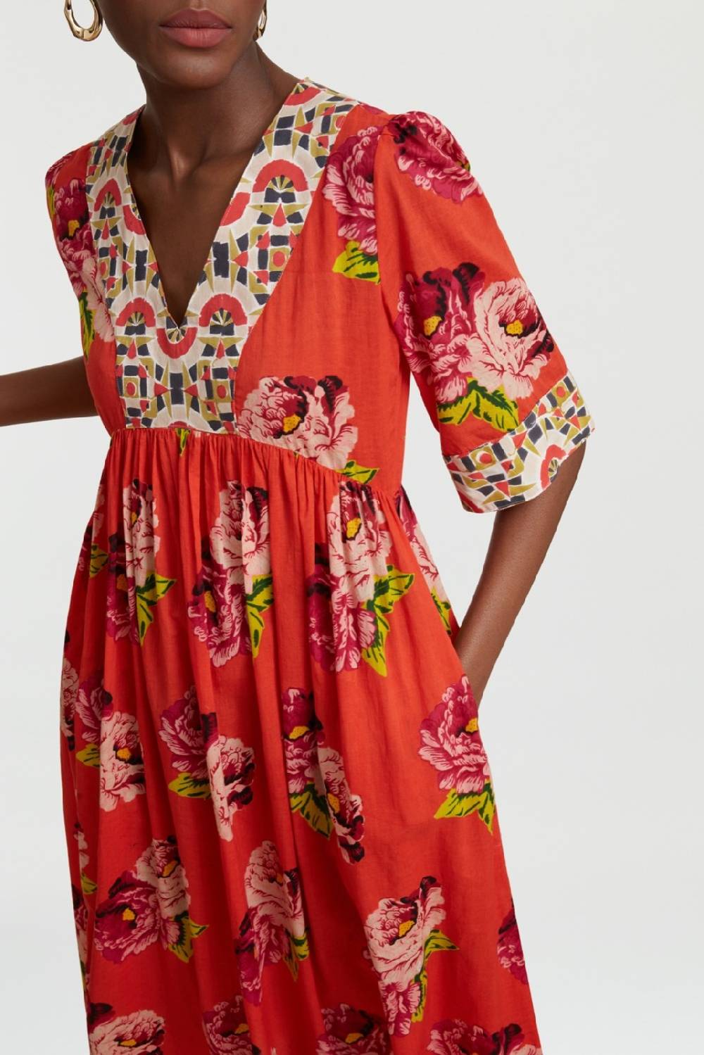 Lisa Corti abito gypsy folk rose coral Italia