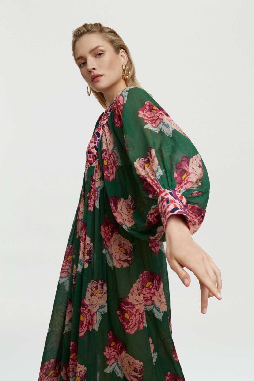 Lisa Corti abito ortensia folk rose green Soddisfazione Garantita