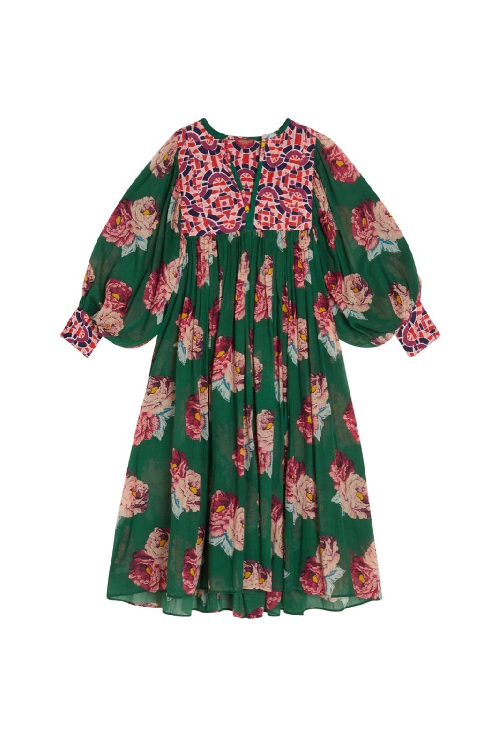 Lisa Corti abito ortensia folk rose green Soddisfazione Garantita