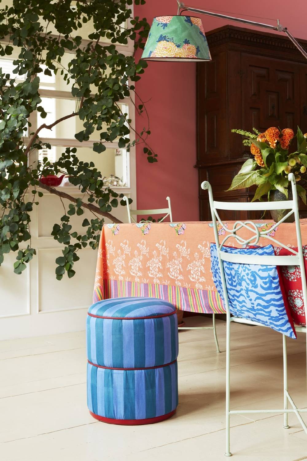 Lisa Corti pouf stripes ferozi sugar Sottocosto
