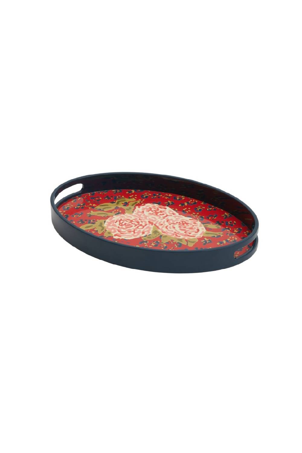 Lisa Corti vassoio ovale leopard flower red Sconto