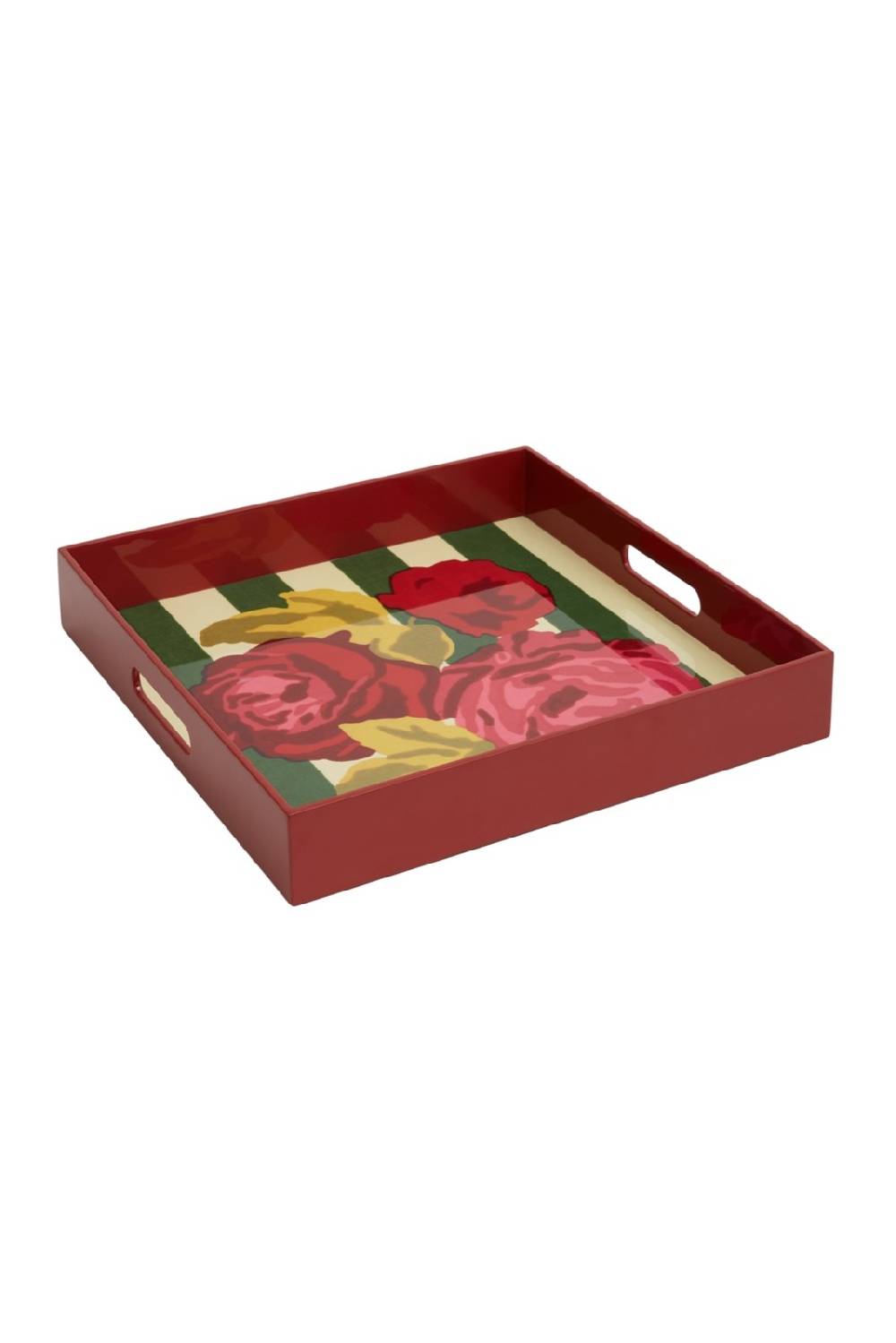 Lisa Corti vassoio quadrato nizam stripes green natural Offerta