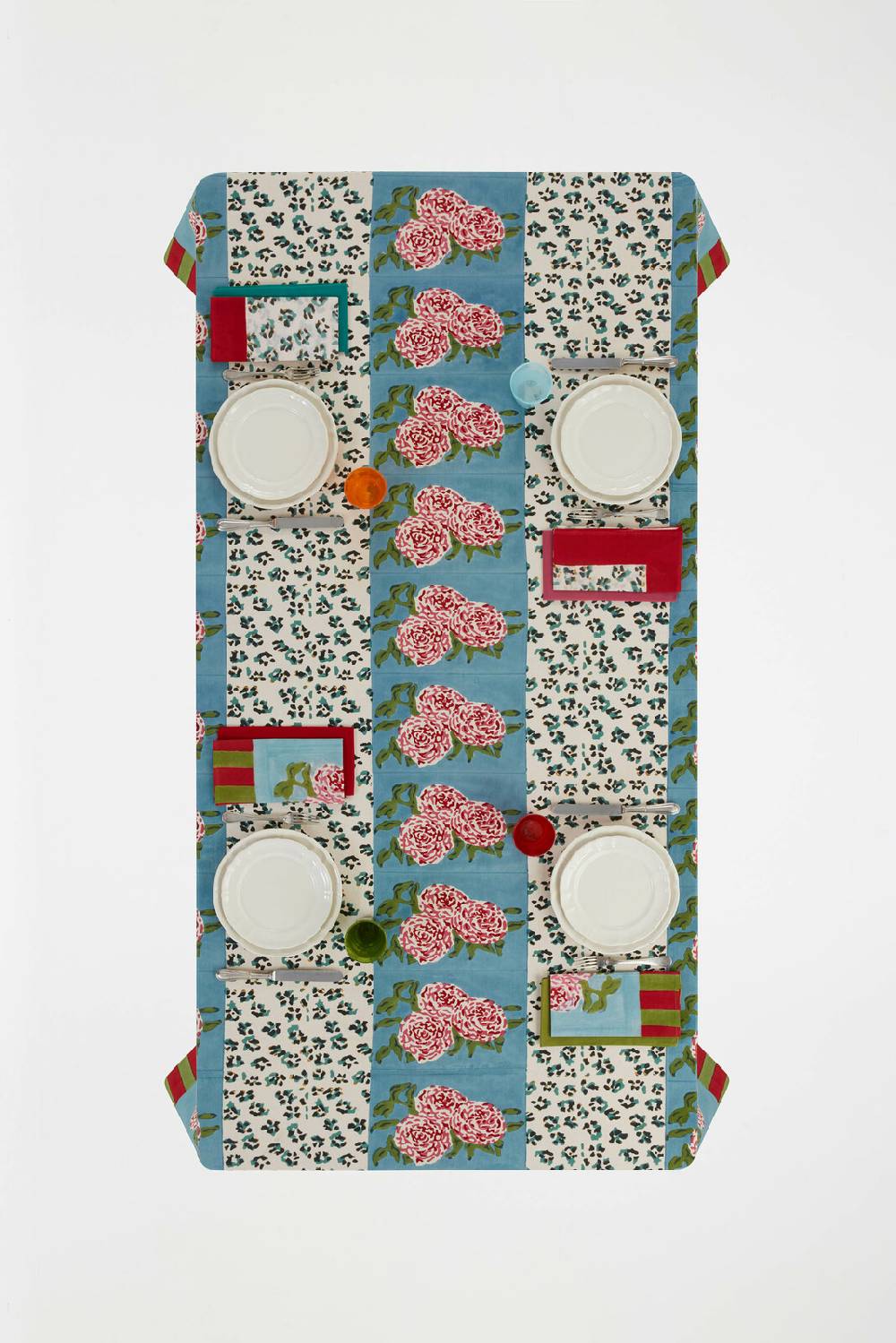 Lisa Corti telo cotone 140x240cm leopard stripes sky Outlet