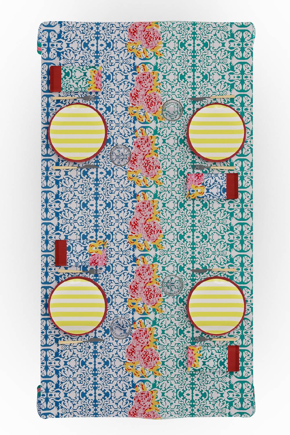 Lisa Corti telo cotone 140x240cm dam dam veronese blue Saldi