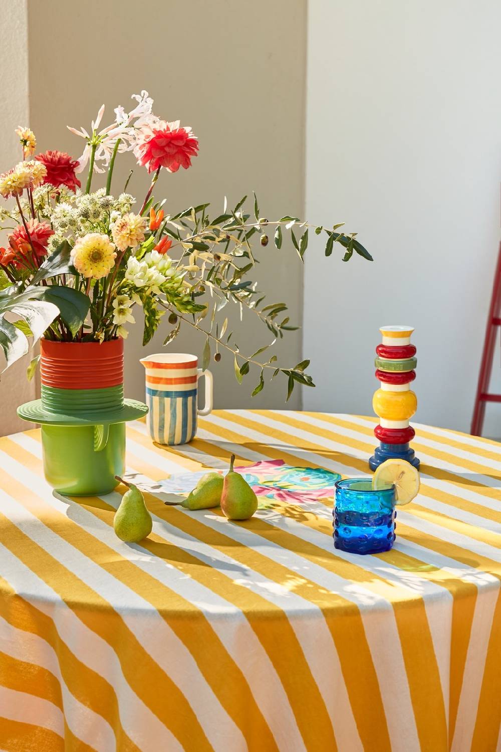 Lisa Corti telo cotone 140x240cm la veste x lisa corti nizam stripes sun yellow natural Offerte