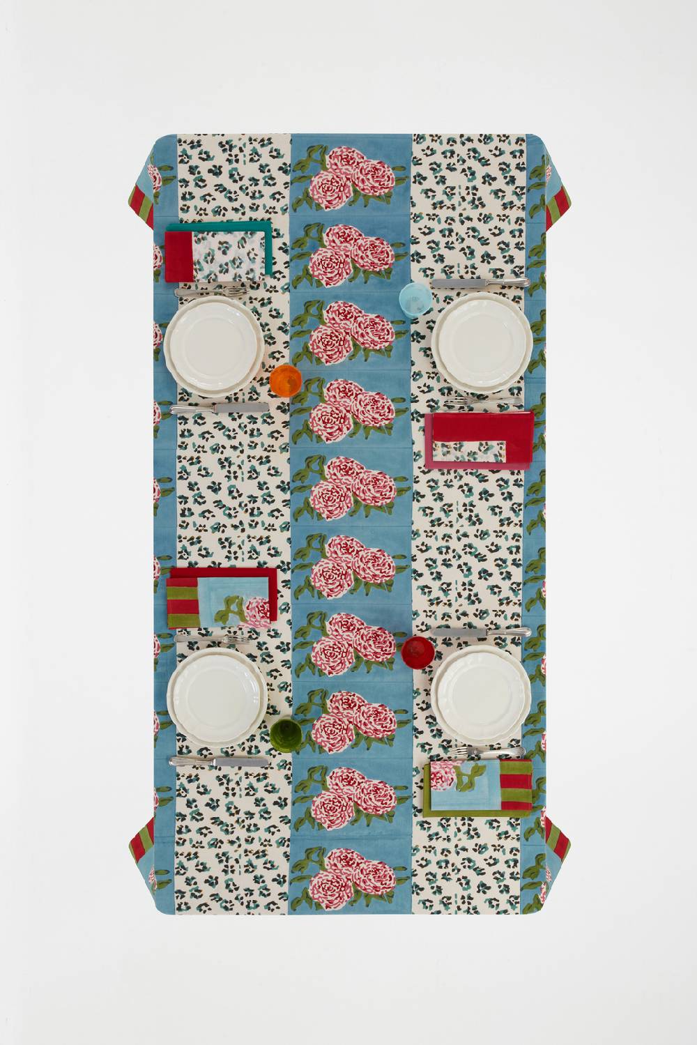 Lisa Corti telo cotone 180x270cm leopard stripes sky Negozio