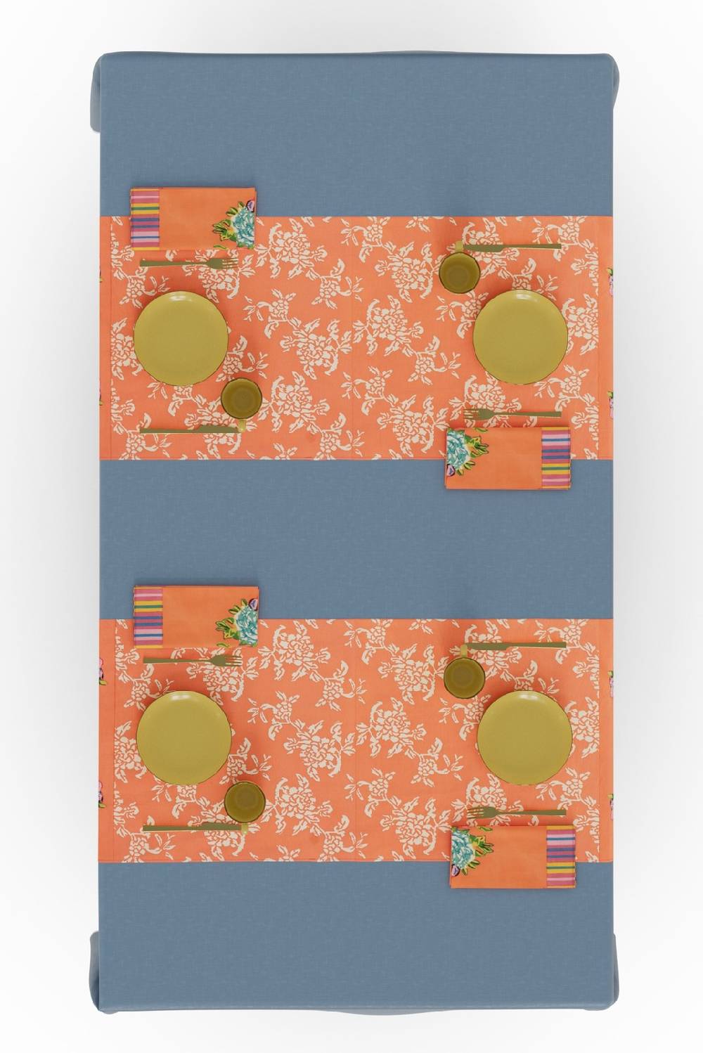 Lisa Corti tovaglietta doppia cotone 50x150cm kandem queen peach Latest fashion