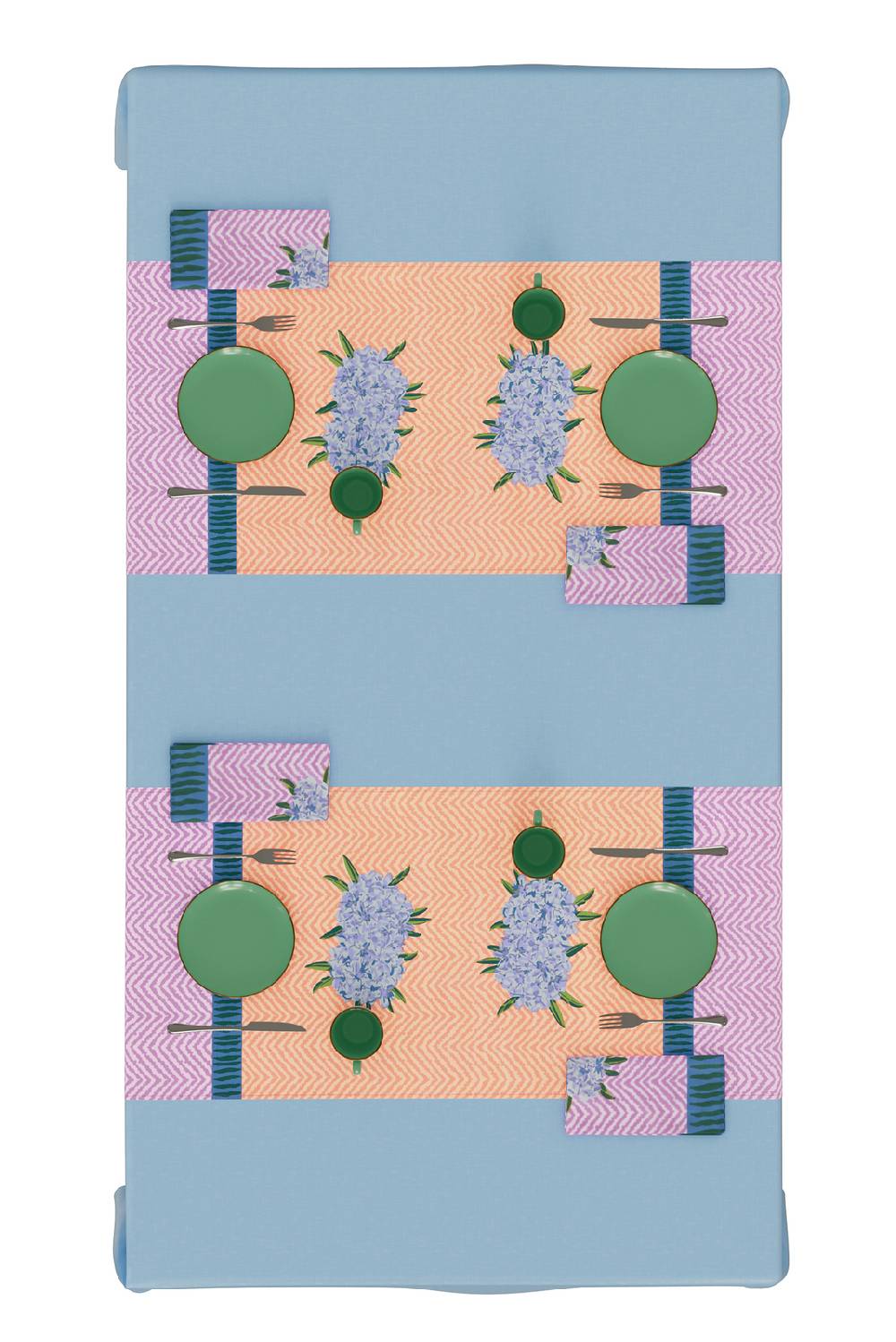 Lisa Corti tovaglietta doppia cotone 50x150cm oleander lilac Lightning offer