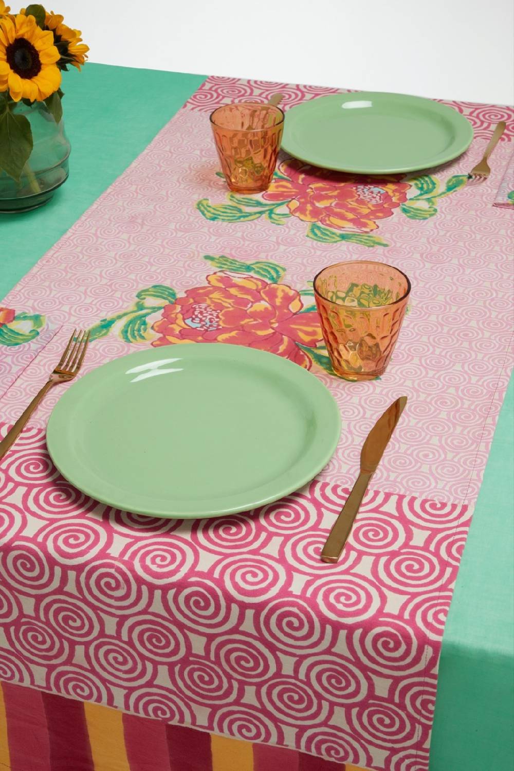 Lisa Corti tovaglietta doppia cotone 50x150cm camelia magenta pink Nuovi prodotti