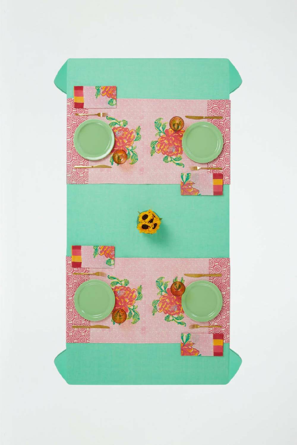 Lisa Corti tovaglietta doppia cotone 50x150cm camelia magenta pink Nuovi prodotti