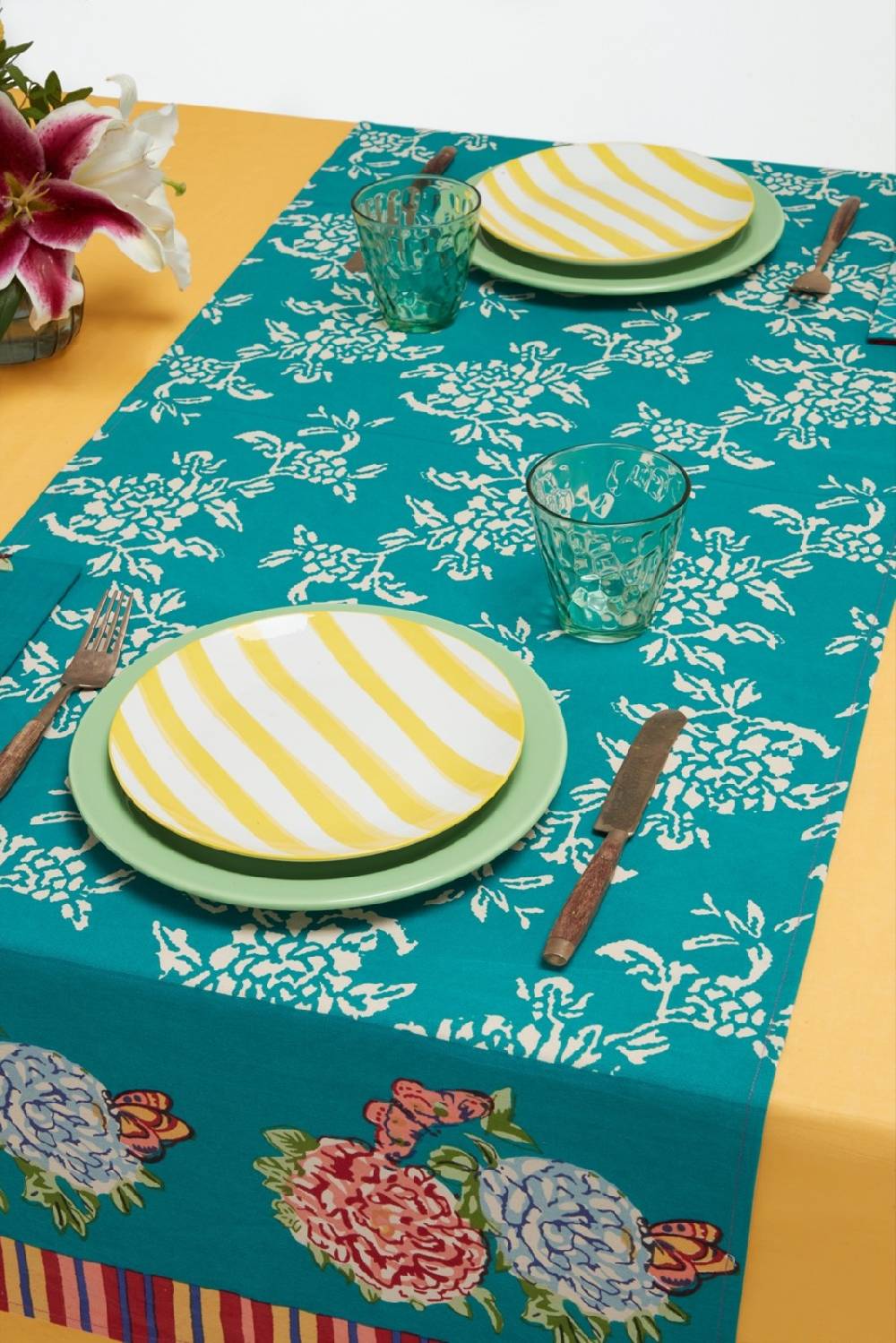 Lisa Corti tovaglietta doppia cotone 50x150cm kandem queen green Comprane uno, ottenene uno gratis