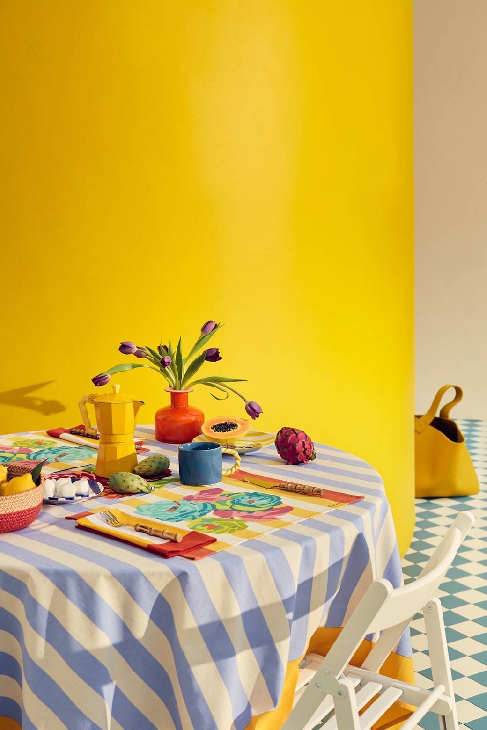Lisa Corti tovagliolo cotone 50x50cm la veste x lisa corti nizam stripes sun yellow natural Ultimi tre giorni