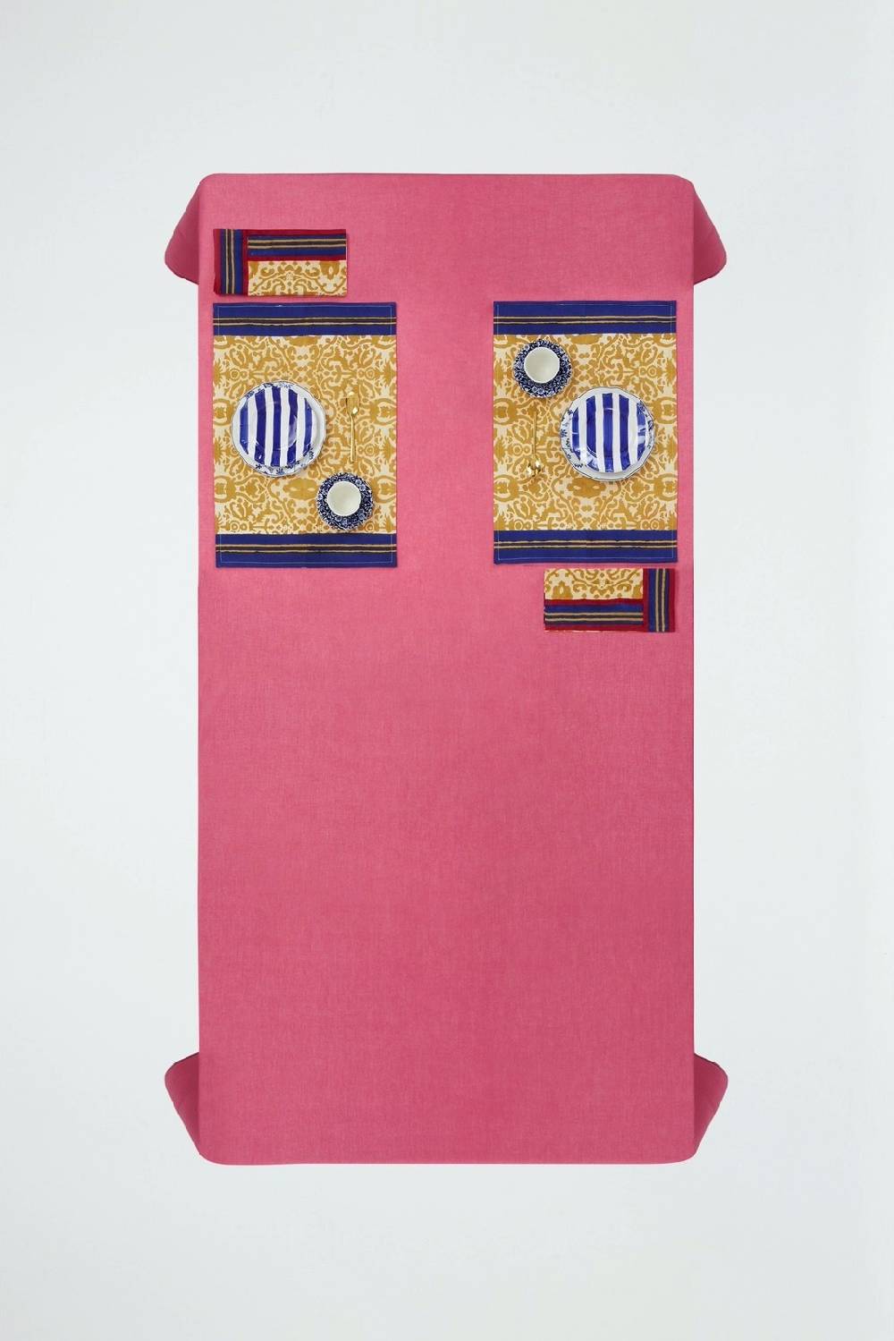 Lisa Corti tovagliolo cotone 50x50cm damask stripes chutney Fino al 50% di sconto