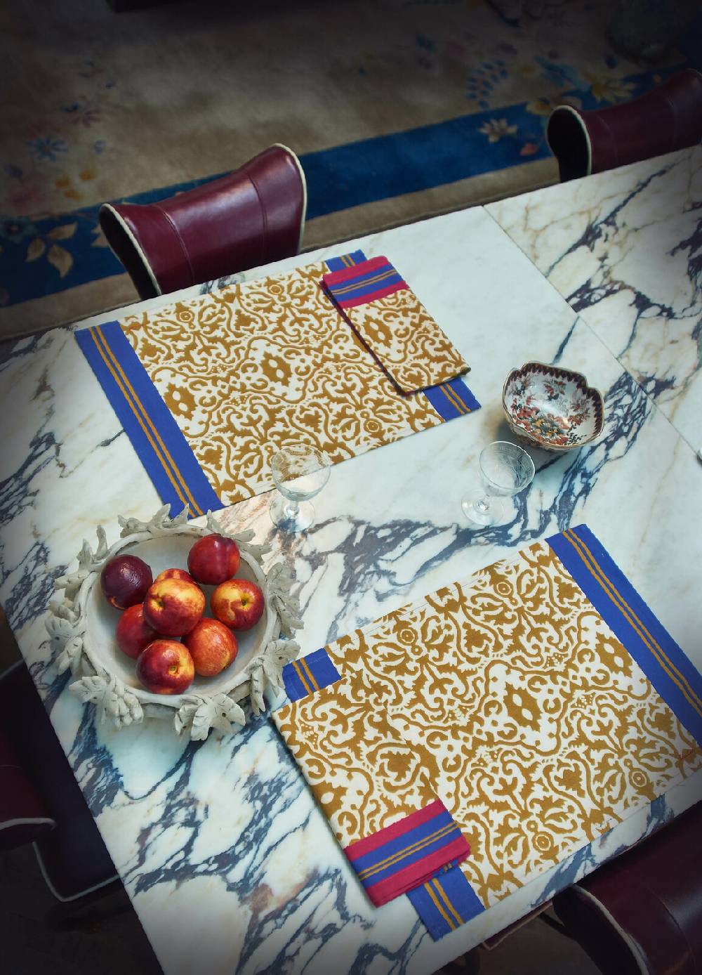 Lisa Corti tovagliolo cotone 50x50cm damask stripes chutney Fino al 50% di sconto