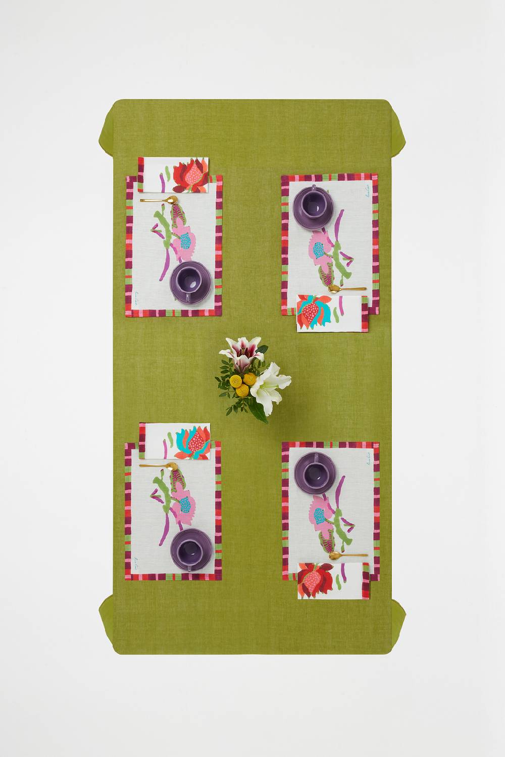 Lisa Corti tovagliolo lino 50x50cm japanese white red pink Fino al 65% di sconto
