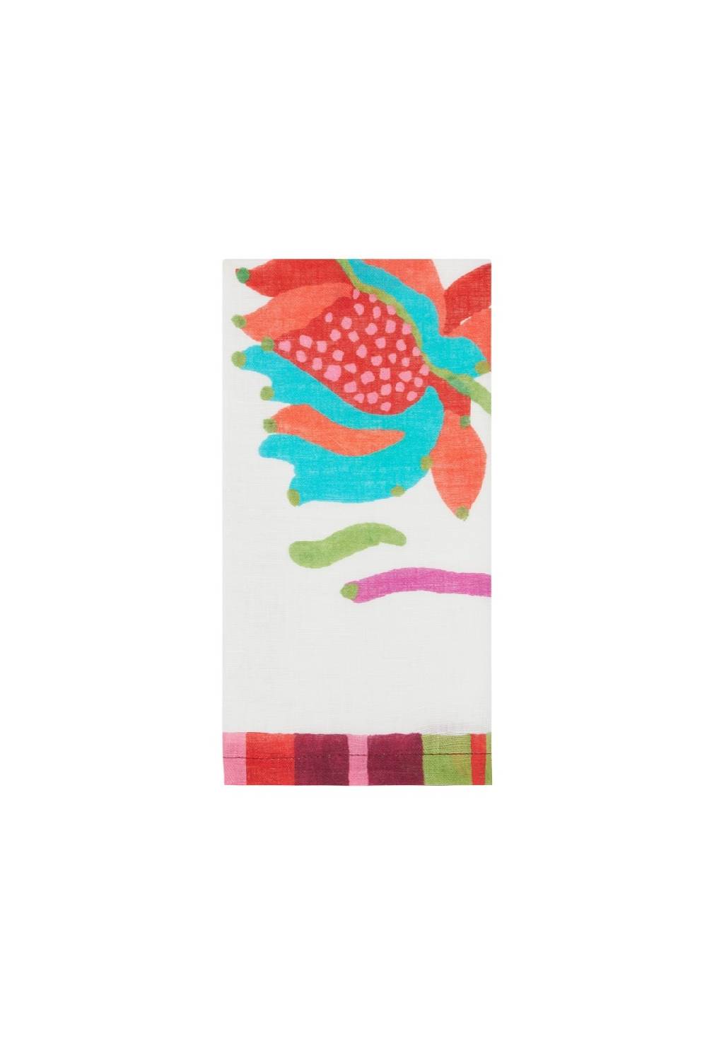 Lisa Corti tovagliolo lino 50x50cm japanese white red turquoise Only for today
